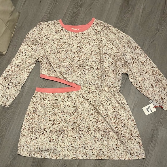 Open Edit Floral Long Sleeve Dress with Pink Accents - Picture 6 of 7